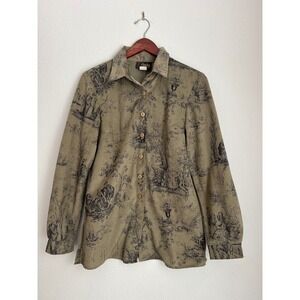 AViD PAUL NEW YORK Toile Print Button Front Long Sleeve Shirt Women's Small‎